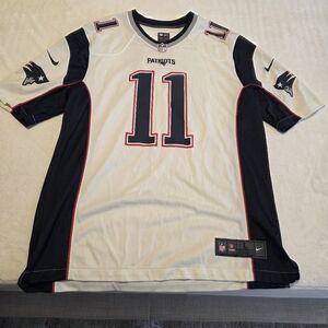 Nike Men's White and Blue Patriots Jersey